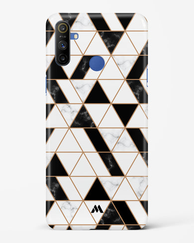 Black on White Patchwork Marble Hard Case Phone Cover-(Realme)