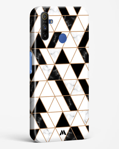 Black on White Patchwork Marble Hard Case Phone Cover-(Realme)