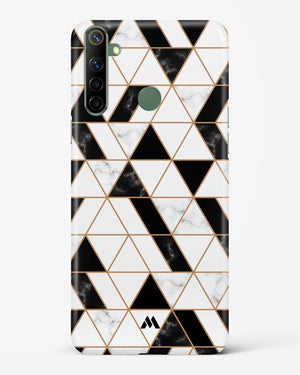 Black on White Patchwork Marble Hard Case Phone Cover (Realme)