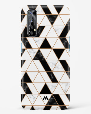 Black on White Patchwork Marble Hard Case Phone Cover (Realme)