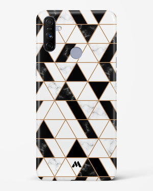 Black on White Patchwork Marble Hard Case Phone Cover-(Realme)