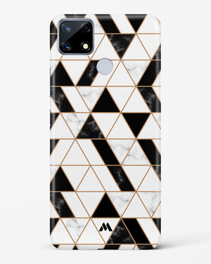 Black on White Patchwork Marble Hard Case Phone Cover-(Realme)