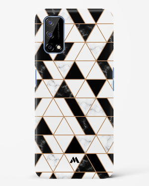 Black on White Patchwork Marble Hard Case Phone Cover (Realme)