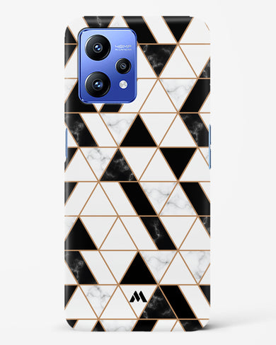 Black on White Patchwork Marble Hard Case Phone Cover-(Realme)