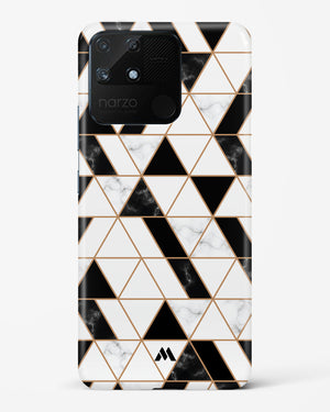 Black on White Patchwork Marble Hard Case Phone Cover-(Realme)