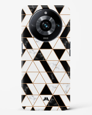 Black on White Patchwork Marble Hard Case Phone Cover-(Realme)