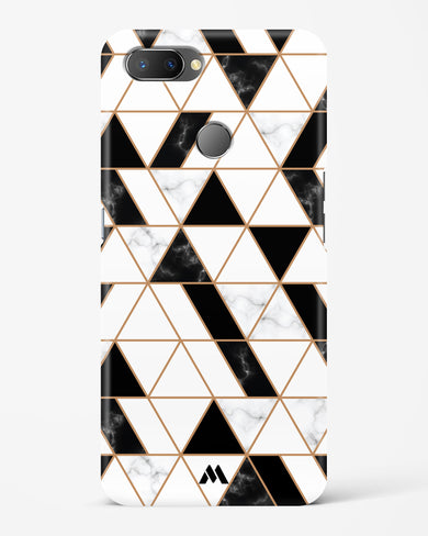 Black on White Patchwork Marble Hard Case Phone Cover-(Realme)