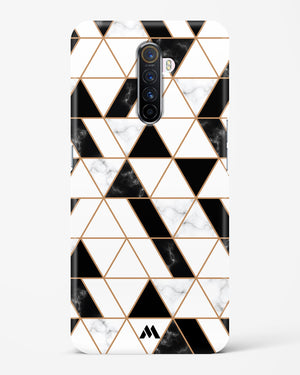 Black on White Patchwork Marble Hard Case Phone Cover-(Realme)