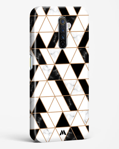 Black on White Patchwork Marble Hard Case Phone Cover-(Realme)