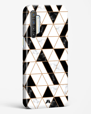 Black on White Patchwork Marble Hard Case Phone Cover-(Realme)