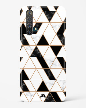 Black on White Patchwork Marble Hard Case Phone Cover-(Realme)