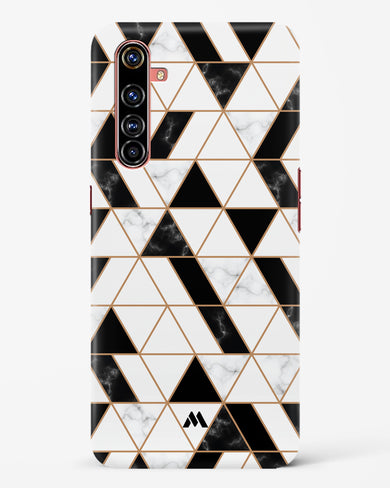 Black on White Patchwork Marble Hard Case Phone Cover-(Realme)