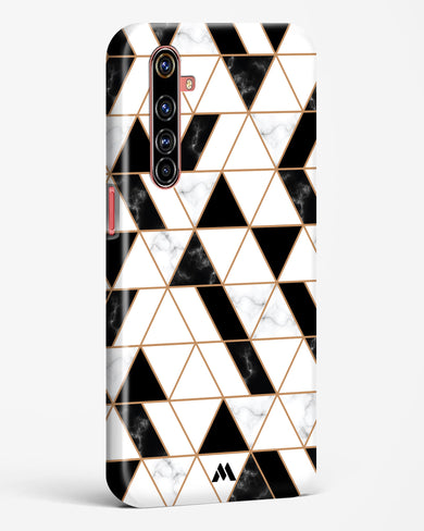 Black on White Patchwork Marble Hard Case Phone Cover-(Realme)