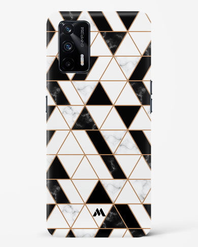 Black on White Patchwork Marble Hard Case Phone Cover-(Realme)