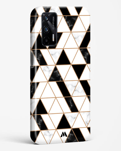 Black on White Patchwork Marble Hard Case Phone Cover-(Realme)