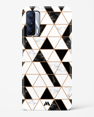 Black on White Patchwork Marble Hard Case Phone Cover-(Realme)