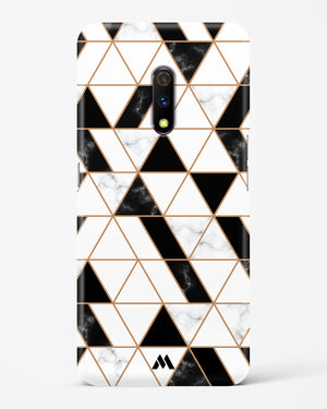 Black on White Patchwork Marble Hard Case Phone Cover (Realme)