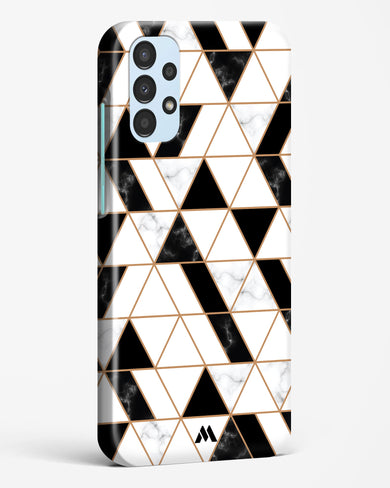 Black on White Patchwork Marble Hard Case Phone Cover (Samsung)