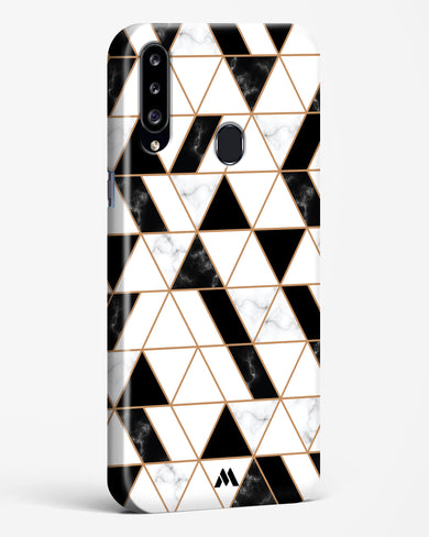 Black on White Patchwork Marble Hard Case Phone Cover-(Samsung)