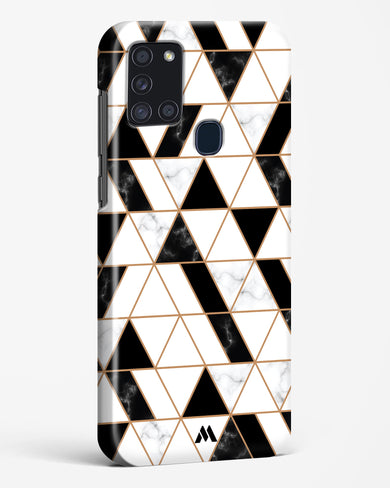 Black on White Patchwork Marble Hard Case Phone Cover-(Samsung)