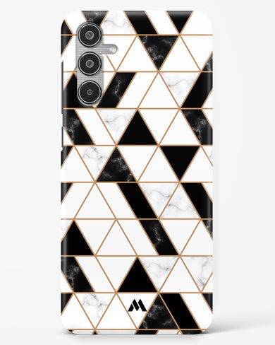 Black on White Patchwork Marble Hard Case Phone Cover (Samsung)