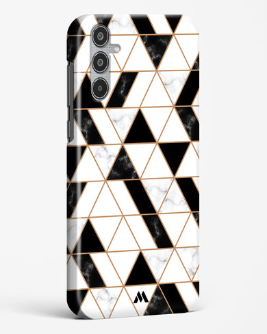 Black on White Patchwork Marble Hard Case Phone Cover (Samsung)