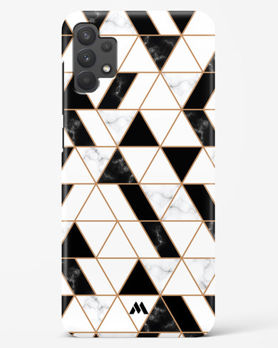 Black on White Patchwork Marble Hard Case Phone Cover-(Samsung)