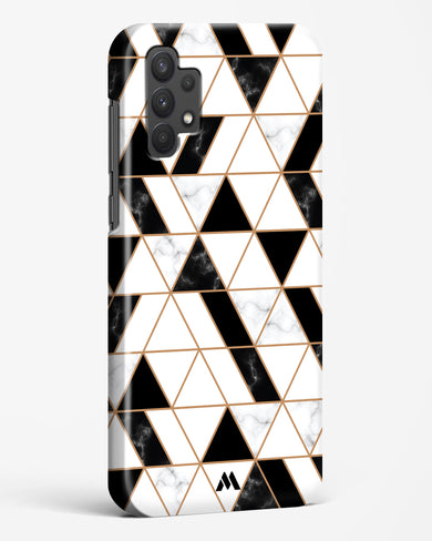 Black on White Patchwork Marble Hard Case Phone Cover-(Samsung)