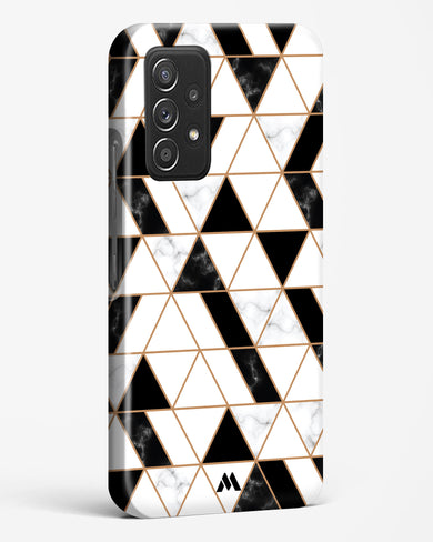 Black on White Patchwork Marble Hard Case Phone Cover-(Samsung)