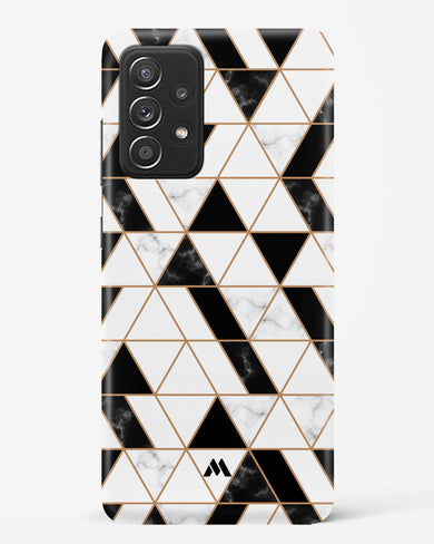 Black on White Patchwork Marble Hard Case Phone Cover-(Samsung)