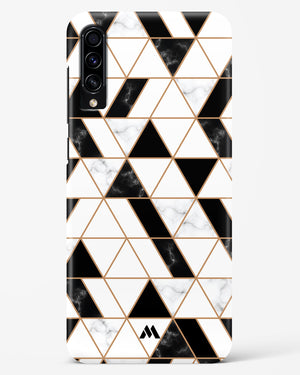 Black on White Patchwork Marble Hard Case Phone Cover-(Samsung)