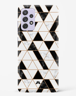 Black on White Patchwork Marble Hard Case Phone Cover (Samsung)