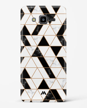 Black on White Patchwork Marble Hard Case Phone Cover-(Samsung)