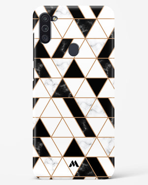 Black on White Patchwork Marble Hard Case Phone Cover-(Samsung)