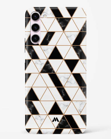 Black on White Patchwork Marble Hard Case Phone Cover-(Samsung)