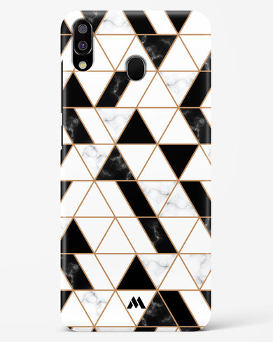 Black on White Patchwork Marble Hard Case Phone Cover-(Samsung)