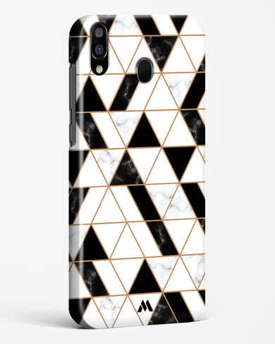 Black on White Patchwork Marble Hard Case Phone Cover-(Samsung)