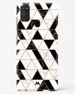 Black on White Patchwork Marble Hard Case Phone Cover-(Samsung)