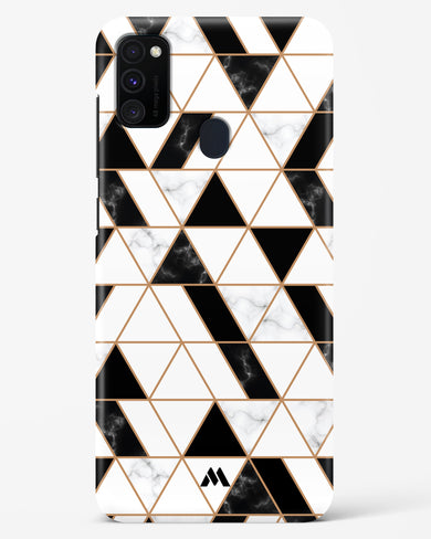 Black on White Patchwork Marble Hard Case Phone Cover (Samsung)