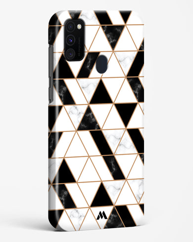 Black on White Patchwork Marble Hard Case Phone Cover (Samsung)