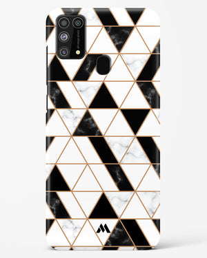 Black on White Patchwork Marble Hard Case Phone Cover-(Samsung)