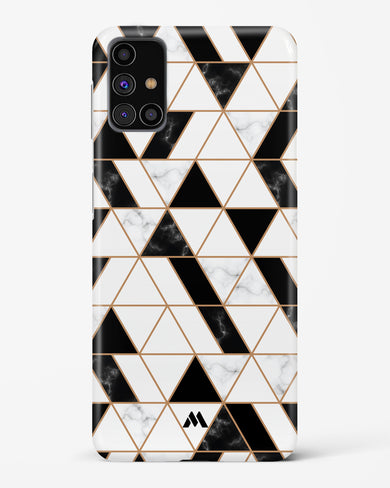 Black on White Patchwork Marble Hard Case Phone Cover (Samsung)