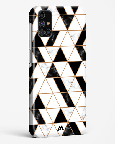 Black on White Patchwork Marble Hard Case Phone Cover (Samsung)