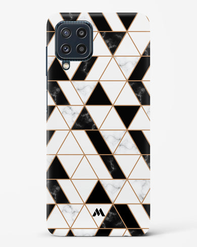 Black on White Patchwork Marble Hard Case Phone Cover-(Samsung)