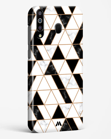 Black on White Patchwork Marble Hard Case Phone Cover-(Samsung)