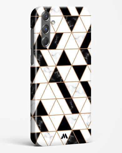 Black on White Patchwork Marble Hard Case Phone Cover (Samsung)