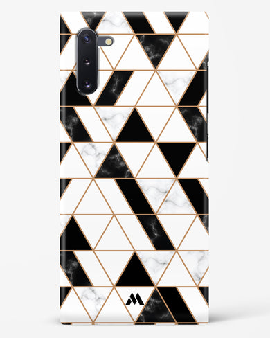 Black on White Patchwork Marble Hard Case Phone Cover (Samsung)