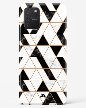 Black on White Patchwork Marble Hard Case Phone Cover (Samsung)