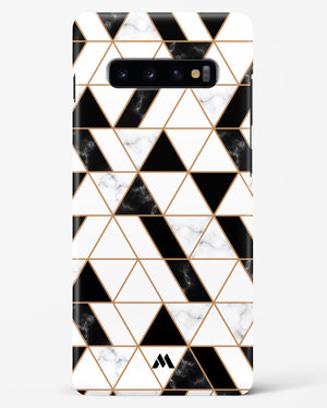 Black on White Patchwork Marble Hard Case Phone Cover (Samsung)