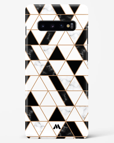 Black on White Patchwork Marble Hard Case Phone Cover (Samsung)